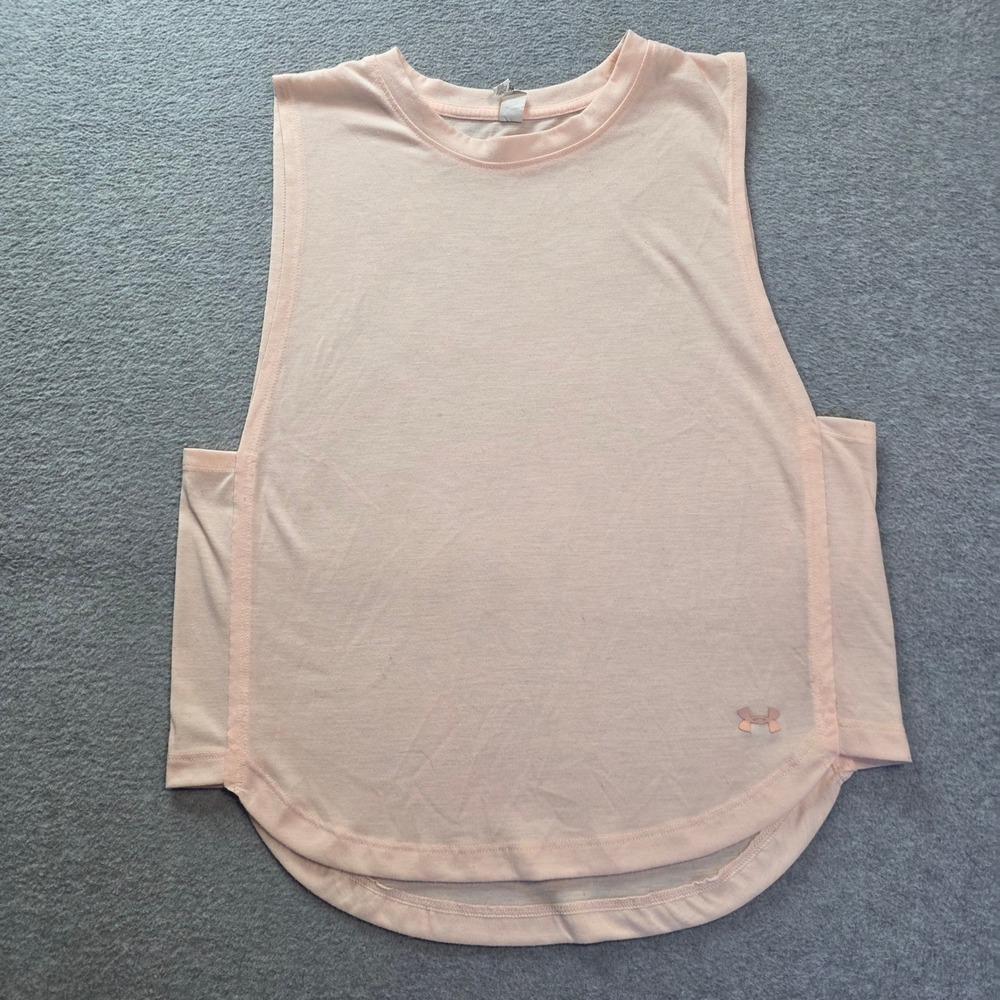 Under Armour Workout Tank Top Womens XS Blush Pink HeatGear Loose Fit Sleeveless